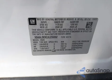 2018 GMC Terrain Denali z USA, uszkodzony, nr VIN 3GKALSEX2JL239362